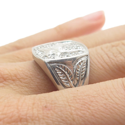 925 Sterling Silver Real Round-Cut Diamond Eagle Signet Ring Size 10.25