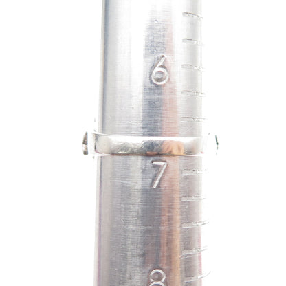 CFJ Collins Fine Sterling Silver Vintage Real Turquoise Oxidized Ring Size 6.75