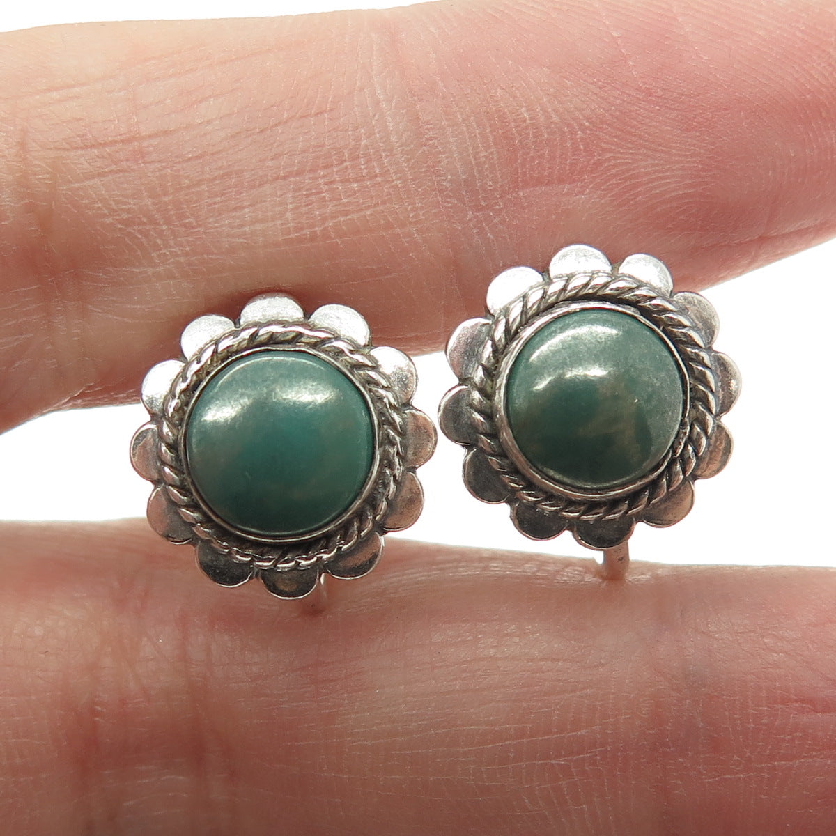 BELL TRADING POST Sterling Silver Vintage Royston Turquoise Screw Back Earrings