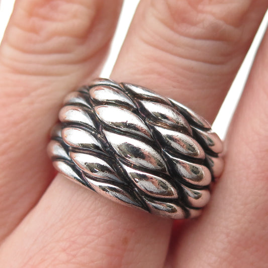 CONTI AORO 925 Sterling Silver Vintage Italy Modernist Oxidized Ring Size 8.25