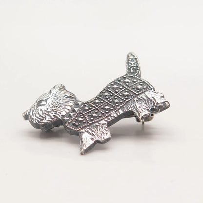800 Silver Vintage Dog Pin Brooch
