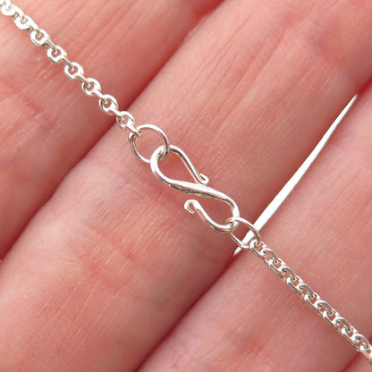 925 Sterling Silver Vintage Real Amber Cable Chain Necklace 16-18"