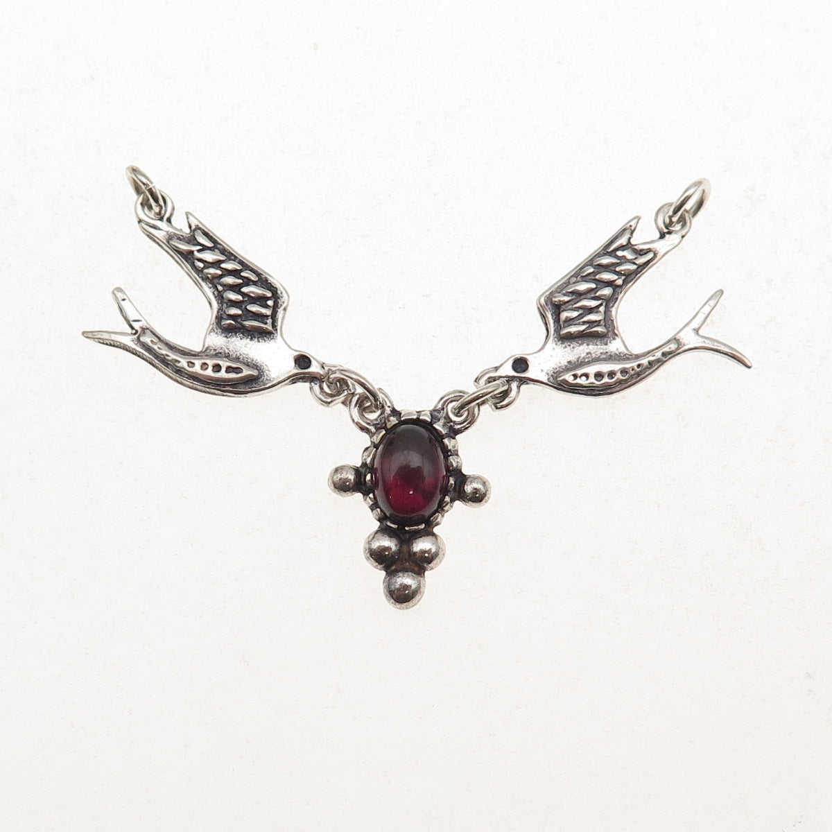 925 Sterling Vintage Real Tourmaline Two Swallow Birds Centerpiece Necklace Part