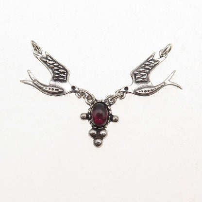 925 Sterling Vintage Real Tourmaline Two Swallow Birds Centerpiece Necklace Part