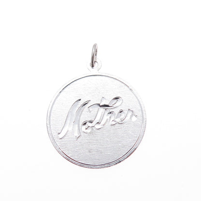 GRIFFITH & SONS CO. 925 Sterling Silver Vintage Engraved Mother Charm Pendant