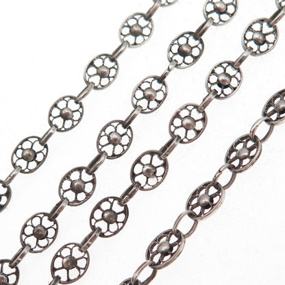 925 Sterling Silver Antique Art Deco Floral Filigree Necklace 28" (missing lock)