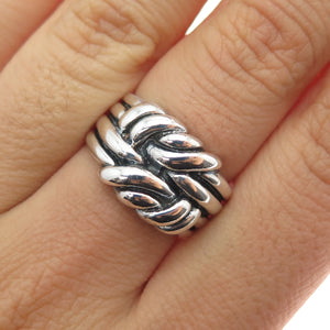 925 Sterling Silver Vintage Modernist Twisted Knot Oxidized Ring Size 6.75