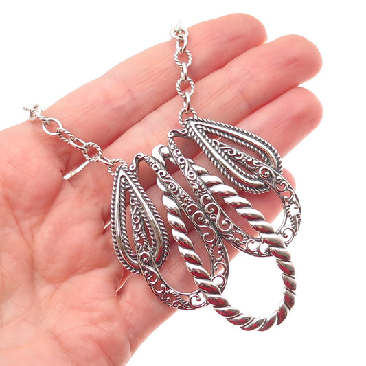 Carolyn Pollack 925 Sterling Silver Vintage Floral Cable Chain Necklace 16"