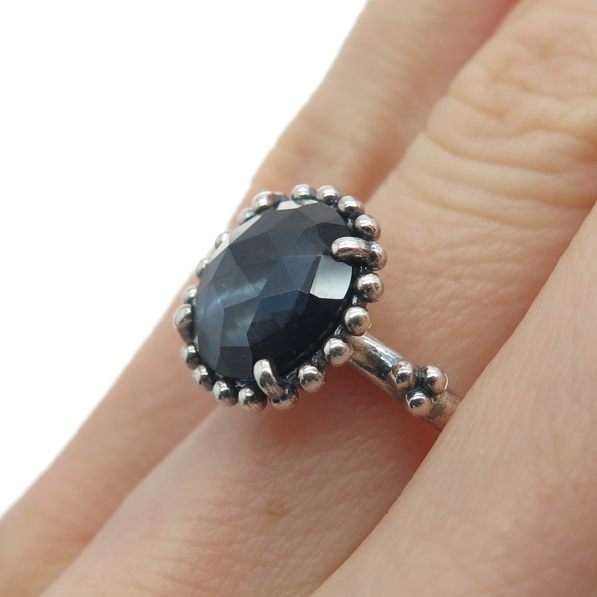 PANDORA 925 Sterling Silver Blue Crystal Midnight Star Ring Size 6