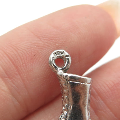 925 Sterling Silver Vintage Ice Skating Shoe 3D Charm Pendant