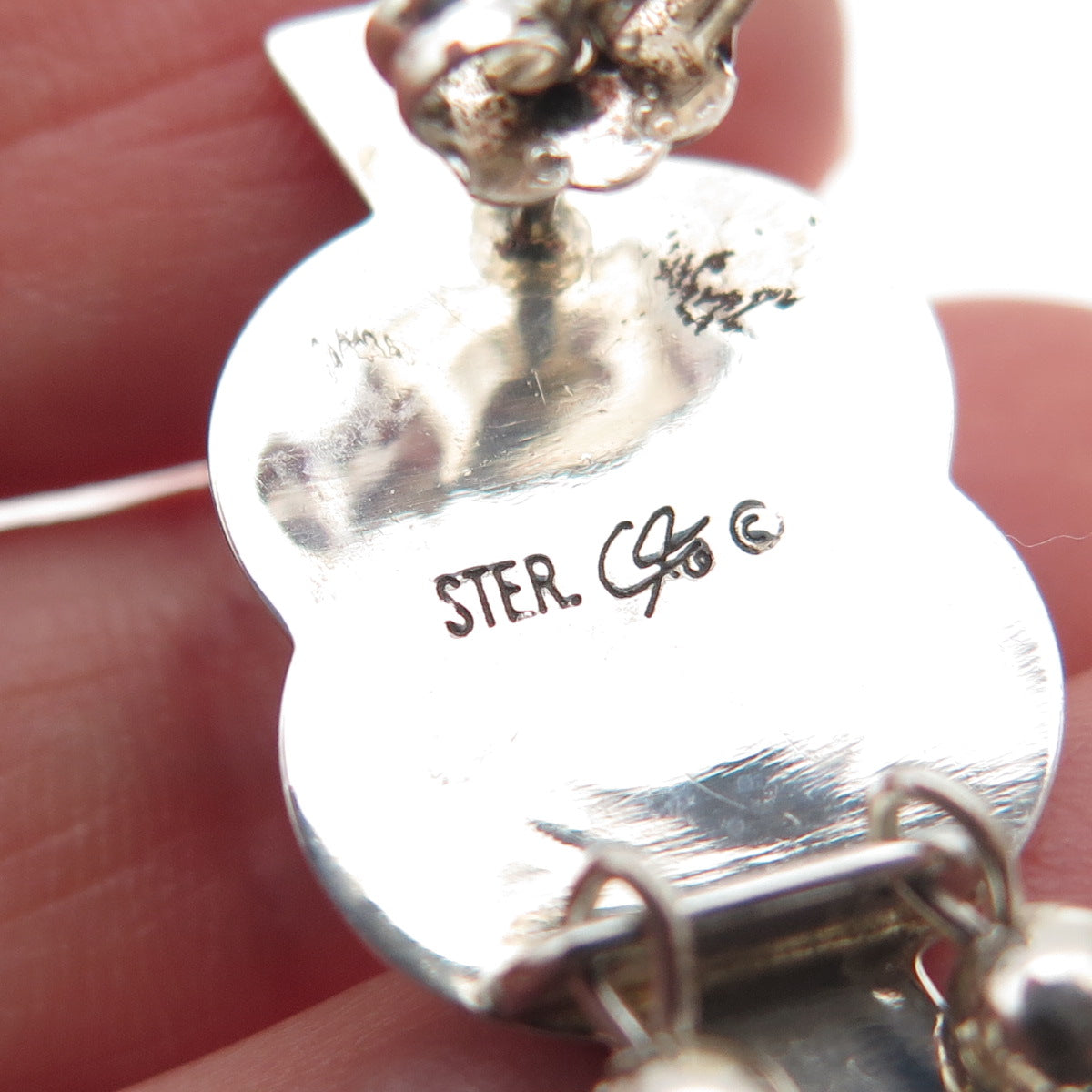 CAROLYN POLLACK Old Pawn 925 Sterling Vintage Turquoise Beaded Dangle Earrings