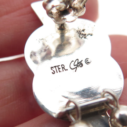 CAROLYN POLLACK Old Pawn 925 Sterling Vintage Turquoise Beaded Dangle Earrings