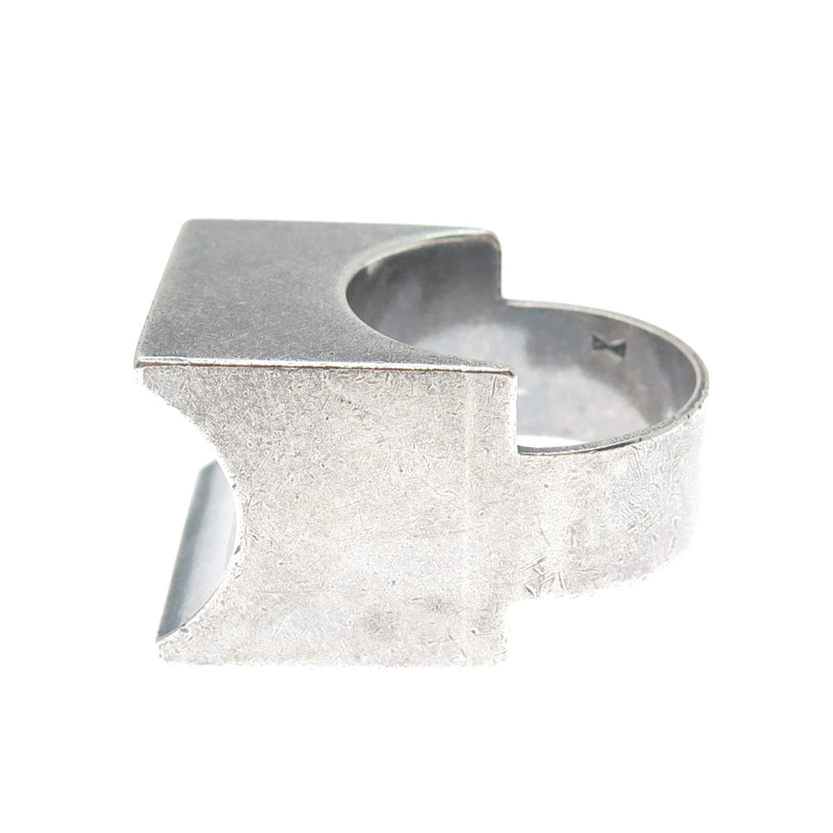 925 Sterling Silver Vintage 2003 PS London Modernist Oxidized Ring Size 11