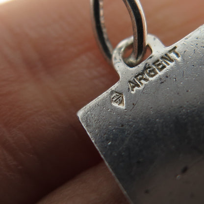 800 Silver Vintage France Enamel Monaco Coat of Arms Minimalist Charm Pendant