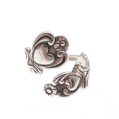 Avon 925 Sterling Silver Vintage Treasured Heart Adjustable Ring Size 8.75
