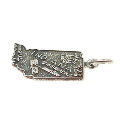 FRENCH & FRANKLIN 925 Sterling Silver Vintage Indiana State Map Charm Pendant