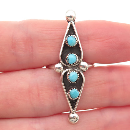 Old Pawn Sterling Silver Vintage Southwestern Turquoise Snake Eye Ring Size 6
