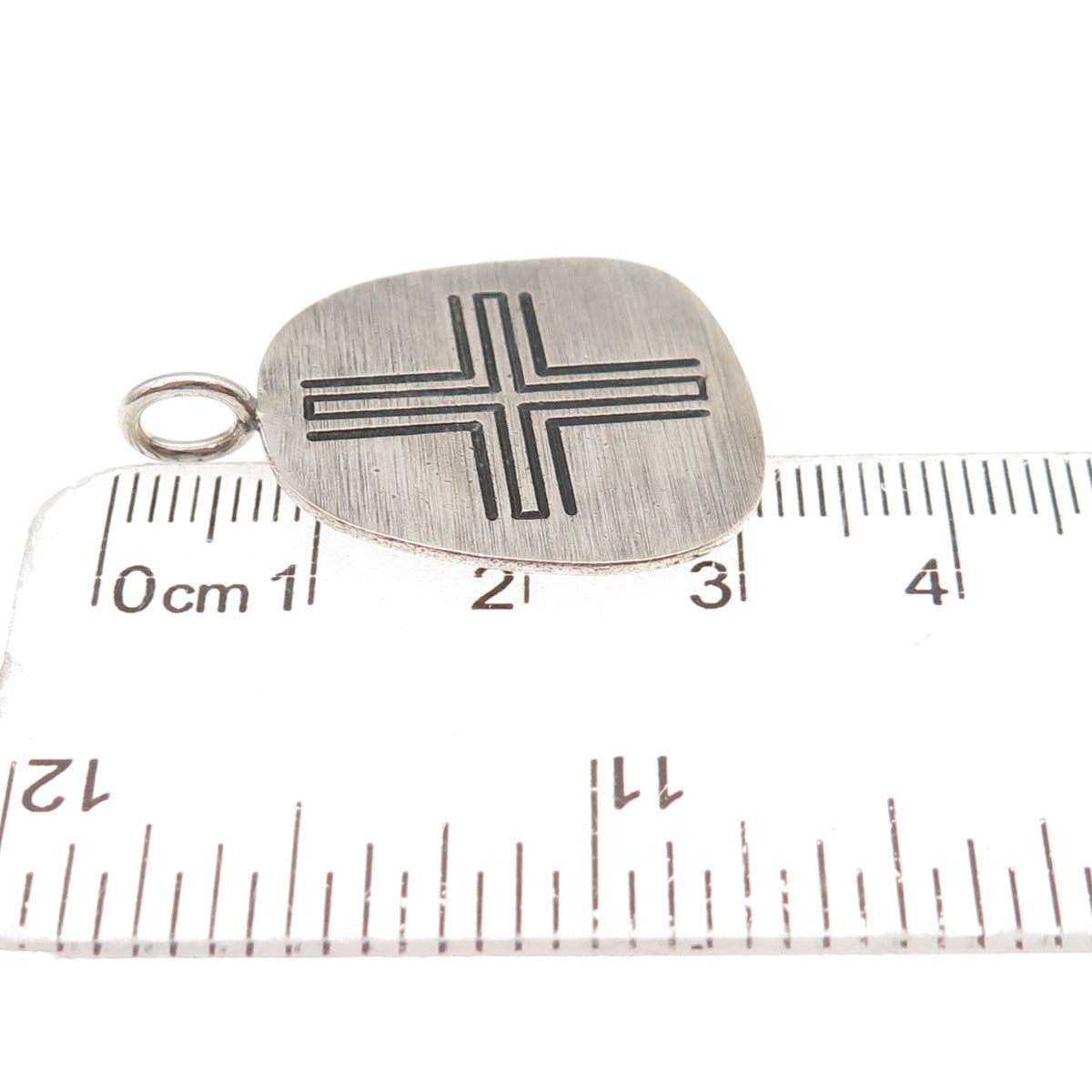 925 Sterling Silver Vintage Mexico Cross Oxidized Charm Pendant