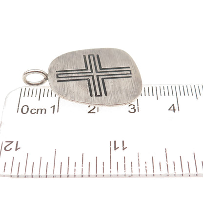 925 Sterling Silver Vintage Mexico Cross Oxidized Charm Pendant