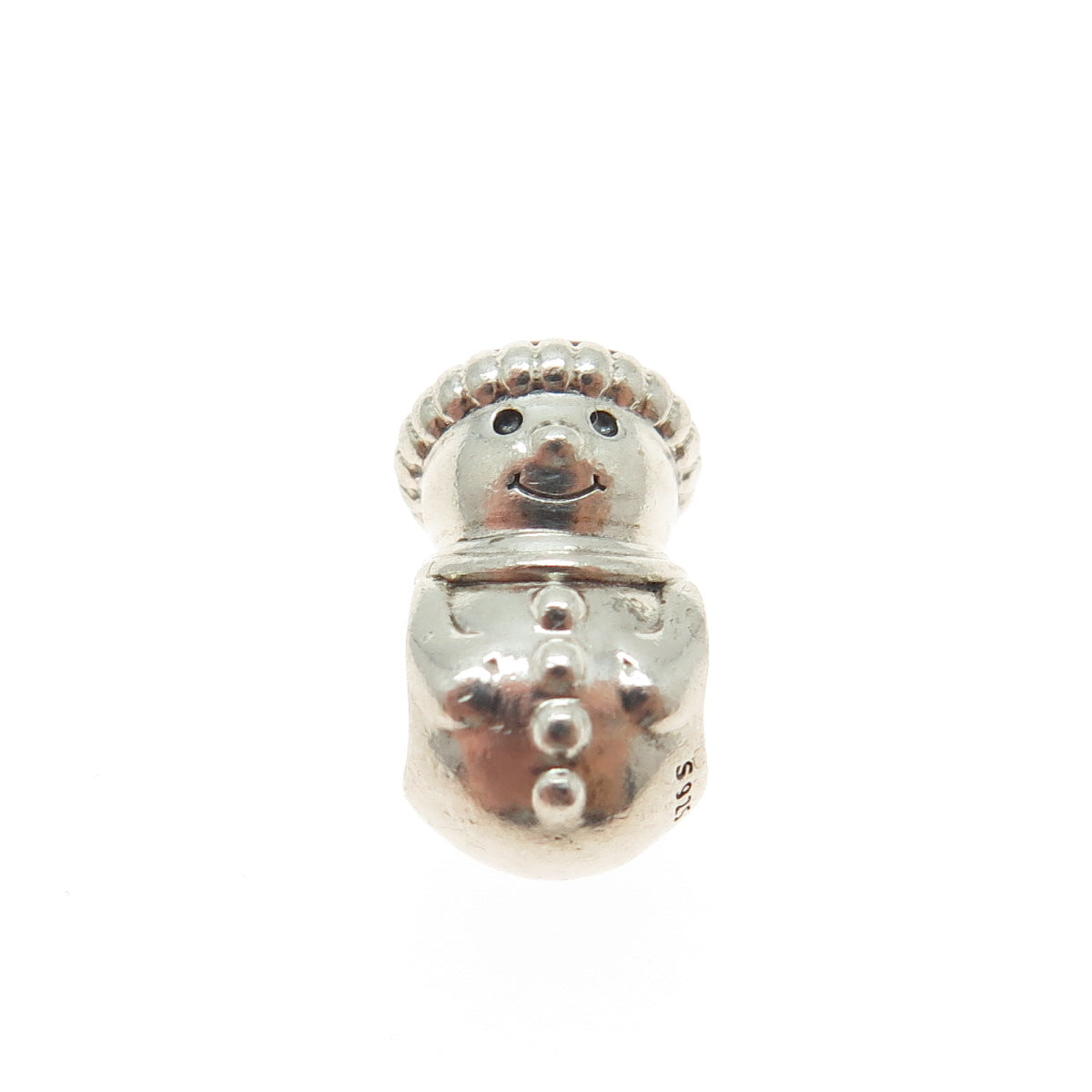 PANDORA 925 Sterling Silver Enamel Snowman Bead Charm