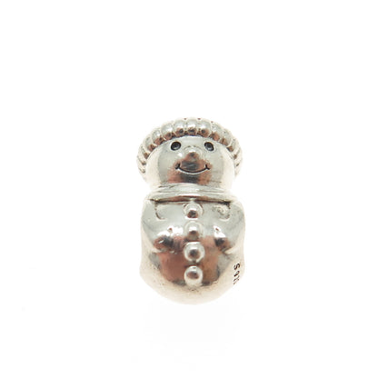 PANDORA 925 Sterling Silver Enamel Snowman Bead Charm