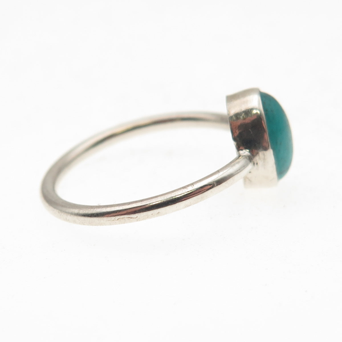 Old Pawn Sterling Silver Vintage Southwestern Kingman Turquoise Ring Size 7.5