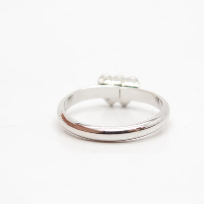925 Sterling Silver Vintage Double Heart Ring Size 5