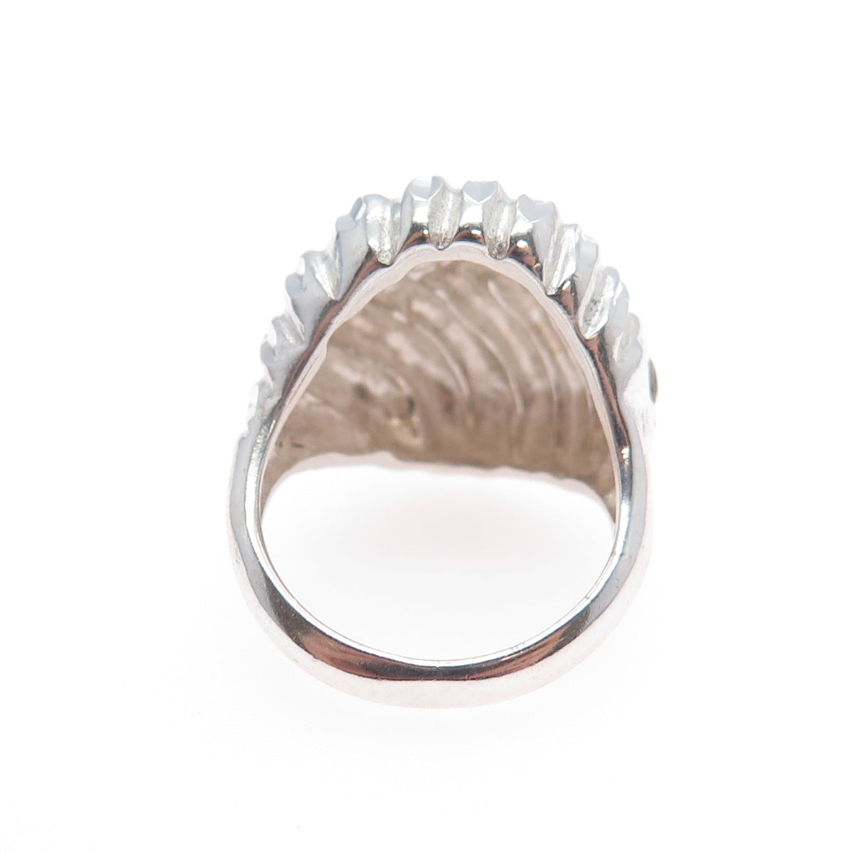 925 Sterling Silver Vintage Modernist Diamond-Cut Dome Ring Size 7