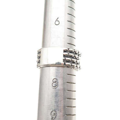 925 Sterling Silver Vintage Multi-Row Chain Crisscross Oxidized Ring Size 7.5