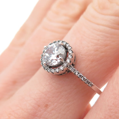 925 Sterling Silver Round-Cut C Z Engagement Ring Size 6.5