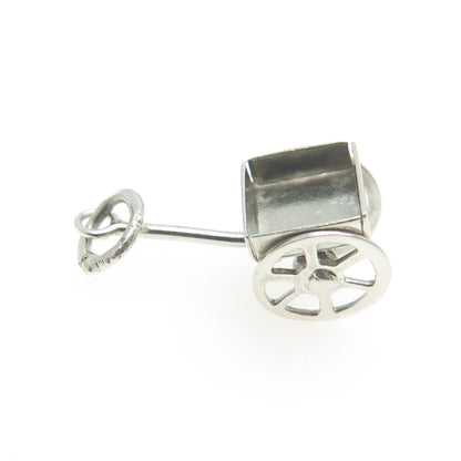 925 Sterling Silver Antique Art Deco Handcart 3D Charm Pendant