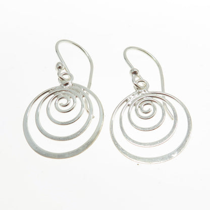 925 Sterling Silver Spiral Drop Dangling Earrings