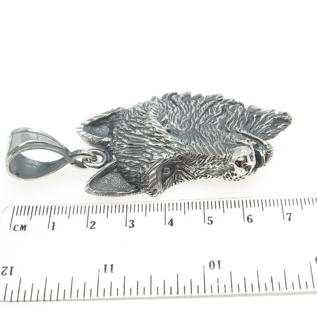 ONE OF A KIND 925 Sterling Silver Vintage Wolf Large Pendant
