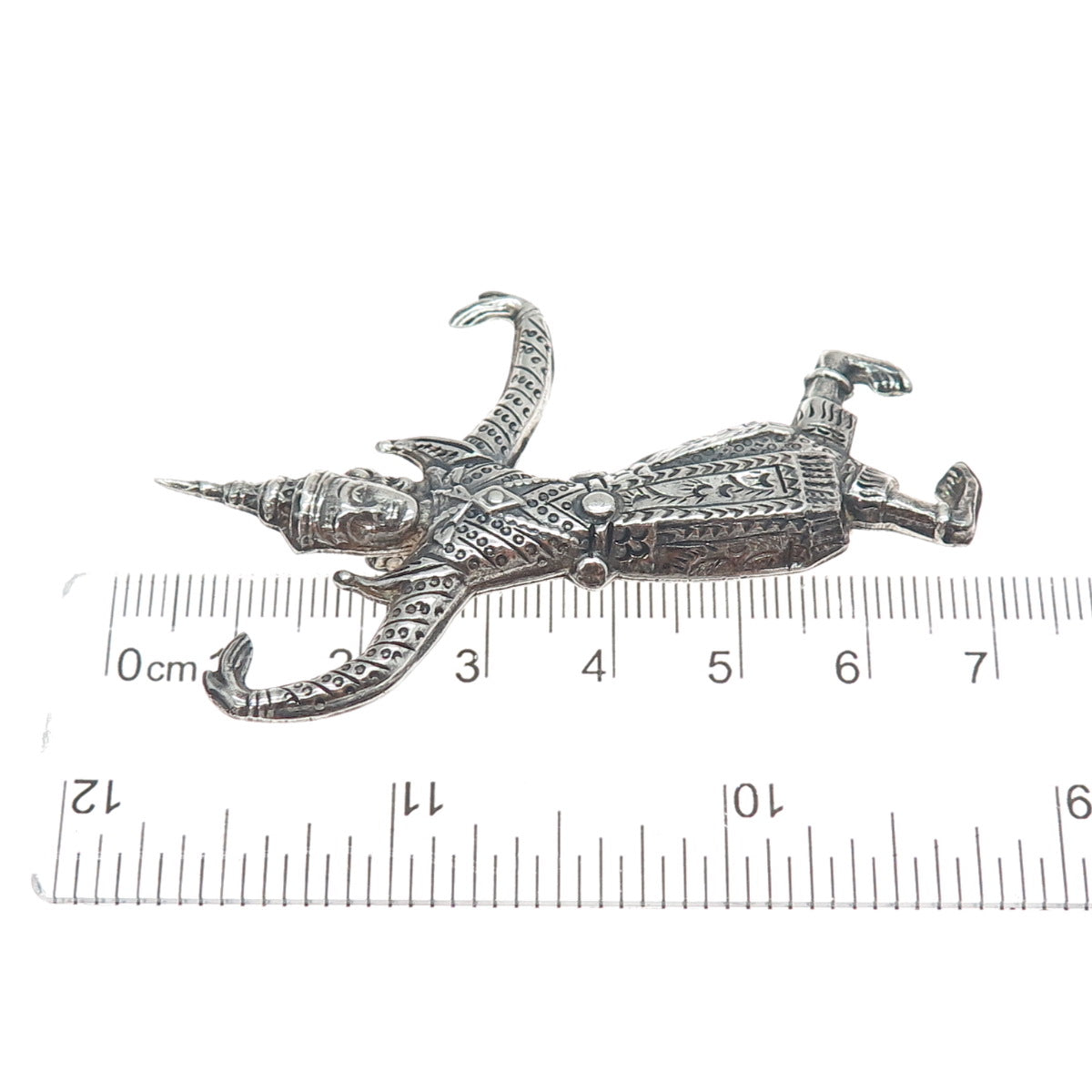 925 Sterling Silver Antique KA Artisan Siam Hindu Goddess Oxidized Pin Brooch