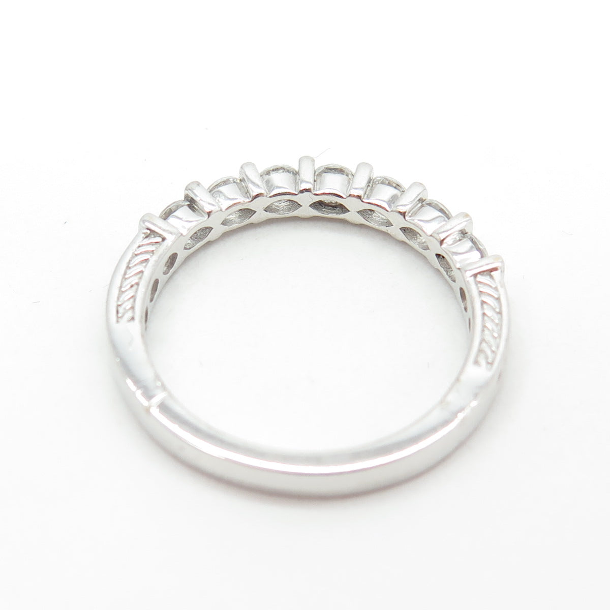 VANNA K 925 Sterling Silver Round-Cut Shaped C Z Ring Size 9.25