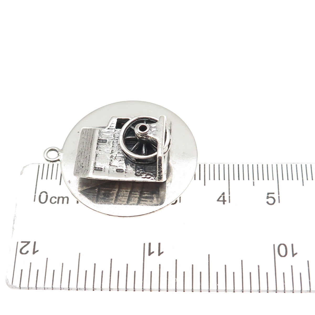 Cini 925 Sterling Silver Vintage Watermill Oxidized Charm Pendant