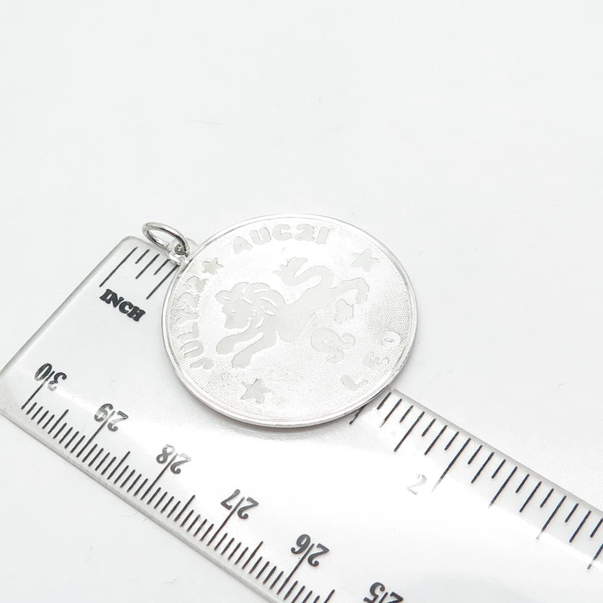 ELCO 925 Sterling Silver Vintage Leo Zodiac Sign Round Medal Pendant