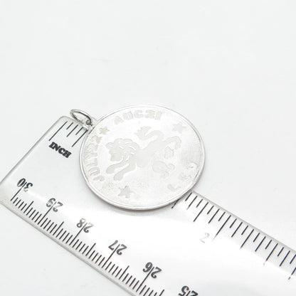 ELCO 925 Sterling Silver Vintage Leo Zodiac Sign Round Medal Pendant