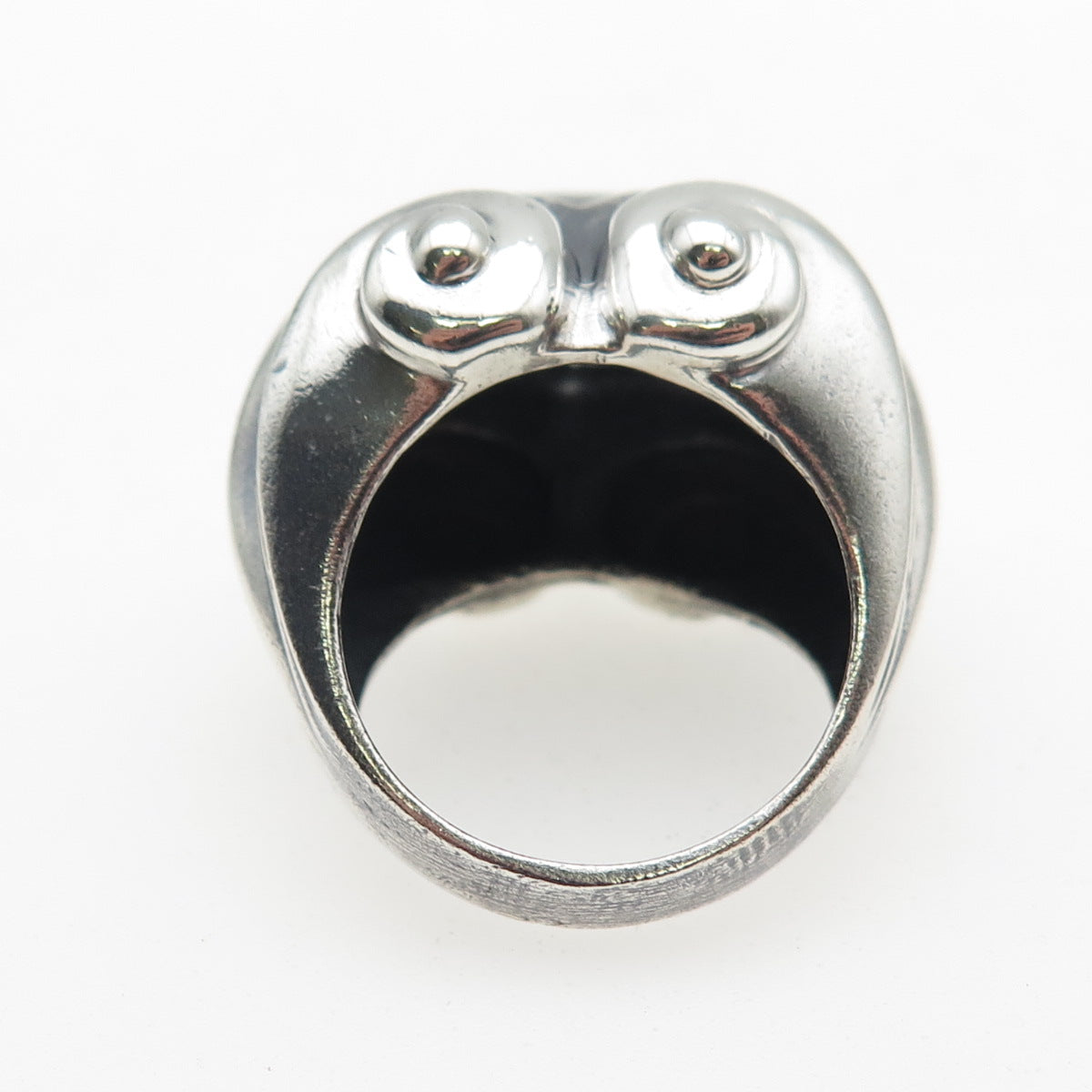 925 Sterling Silver Vintage Modernist Ribbed Oxidized Statement Ring Size 6