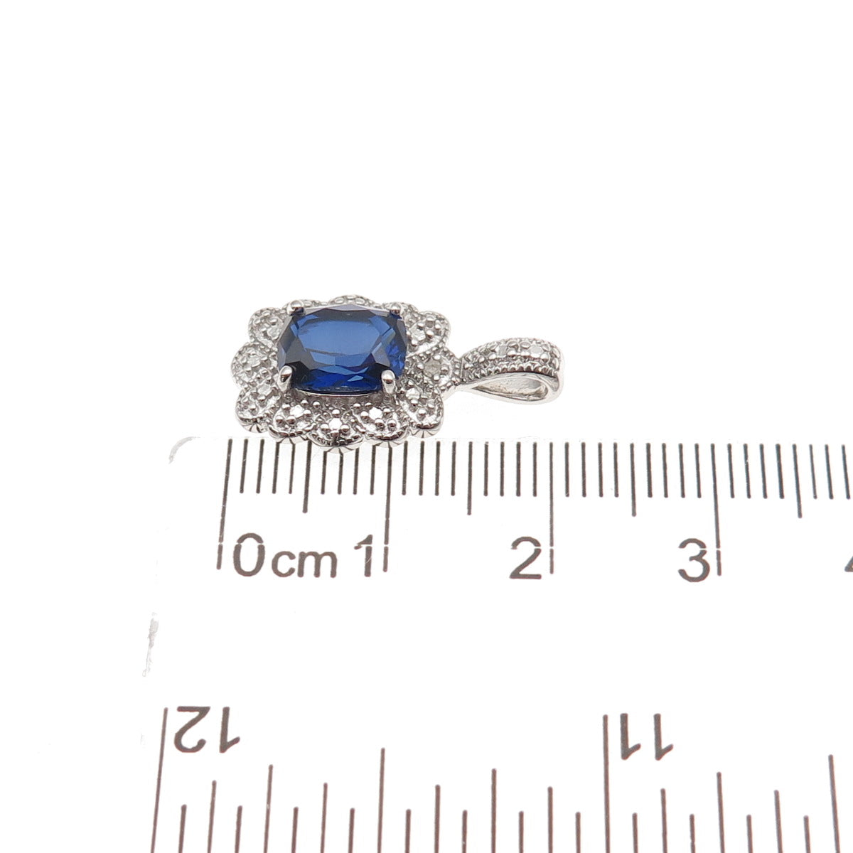 Charles Winston Sterling Real Diamond Accent Lab-Created Sapphire Mini Pendant