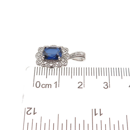 Charles Winston Sterling Real Diamond Accent Lab-Created Sapphire Mini Pendant