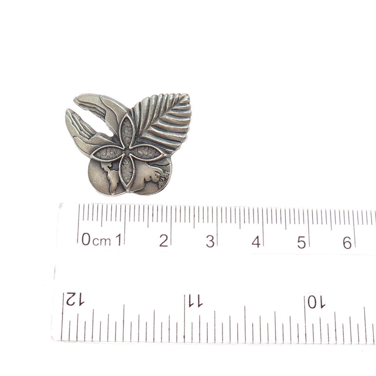 925 Sterling Silver Vintage World Peace Hands Butterfly Pin Brooch / Pendant