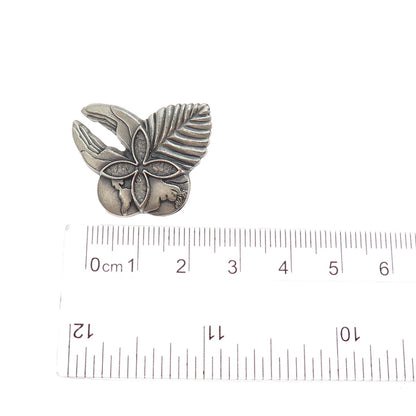 925 Sterling Silver Vintage World Peace Hands Butterfly Pin Brooch / Pendant
