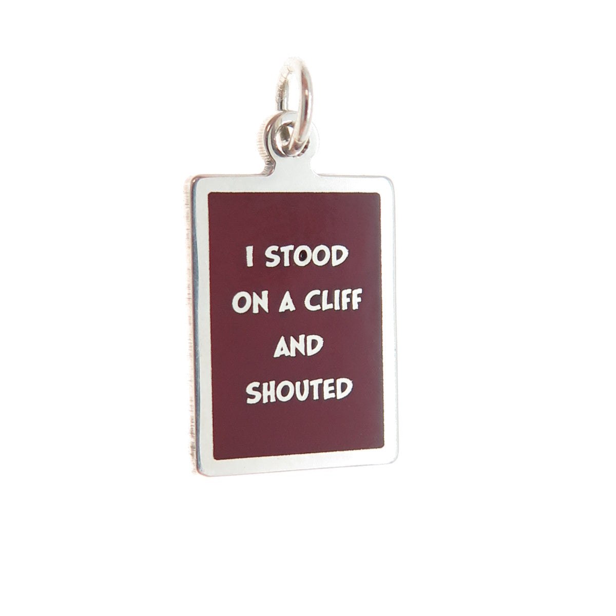 925 Sterling Silver Enamel I Stood On A Cliff & Shouted Minimalist Charm Pendant