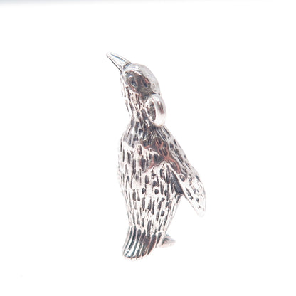 925 Sterling Silver Vintage Penguin Oxidized Mini 3D Charm Pendant
