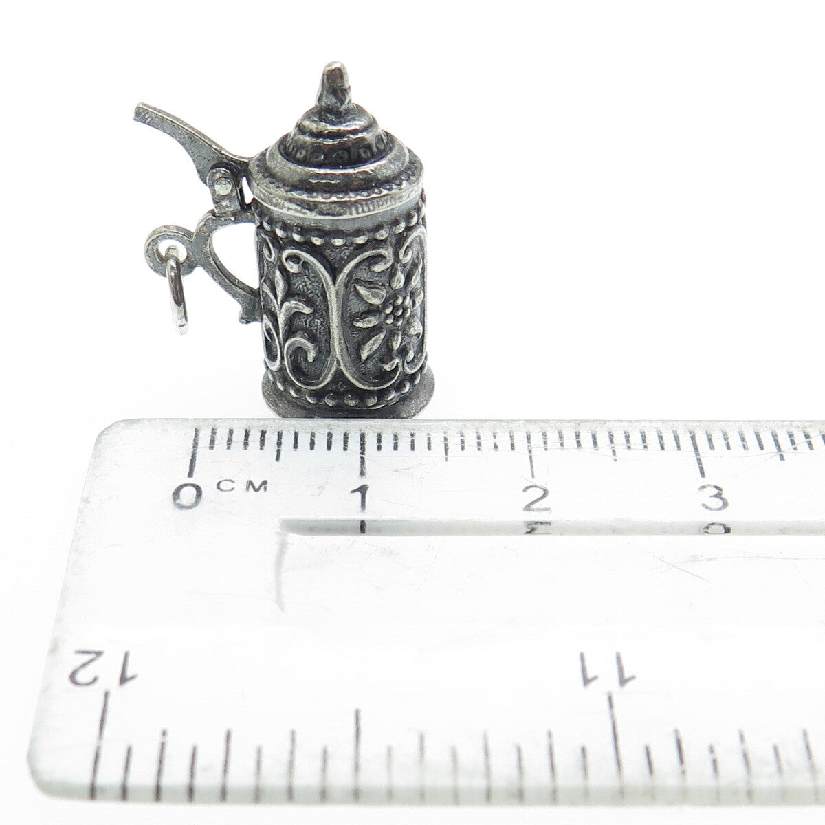 DANECRAFT 925 Sterling Silver Antique Beer Stein Oxidized Locket Pendant