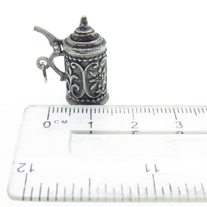DANECRAFT 925 Sterling Silver Antique Beer Stein Oxidized Locket Pendant