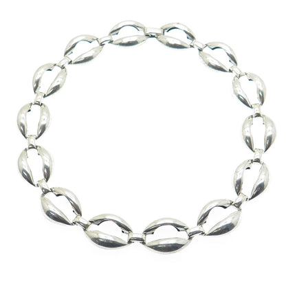 DANECRAFT 925 Sterling Silver Antique Art Deco Coffee Bean Chain Necklace 15"