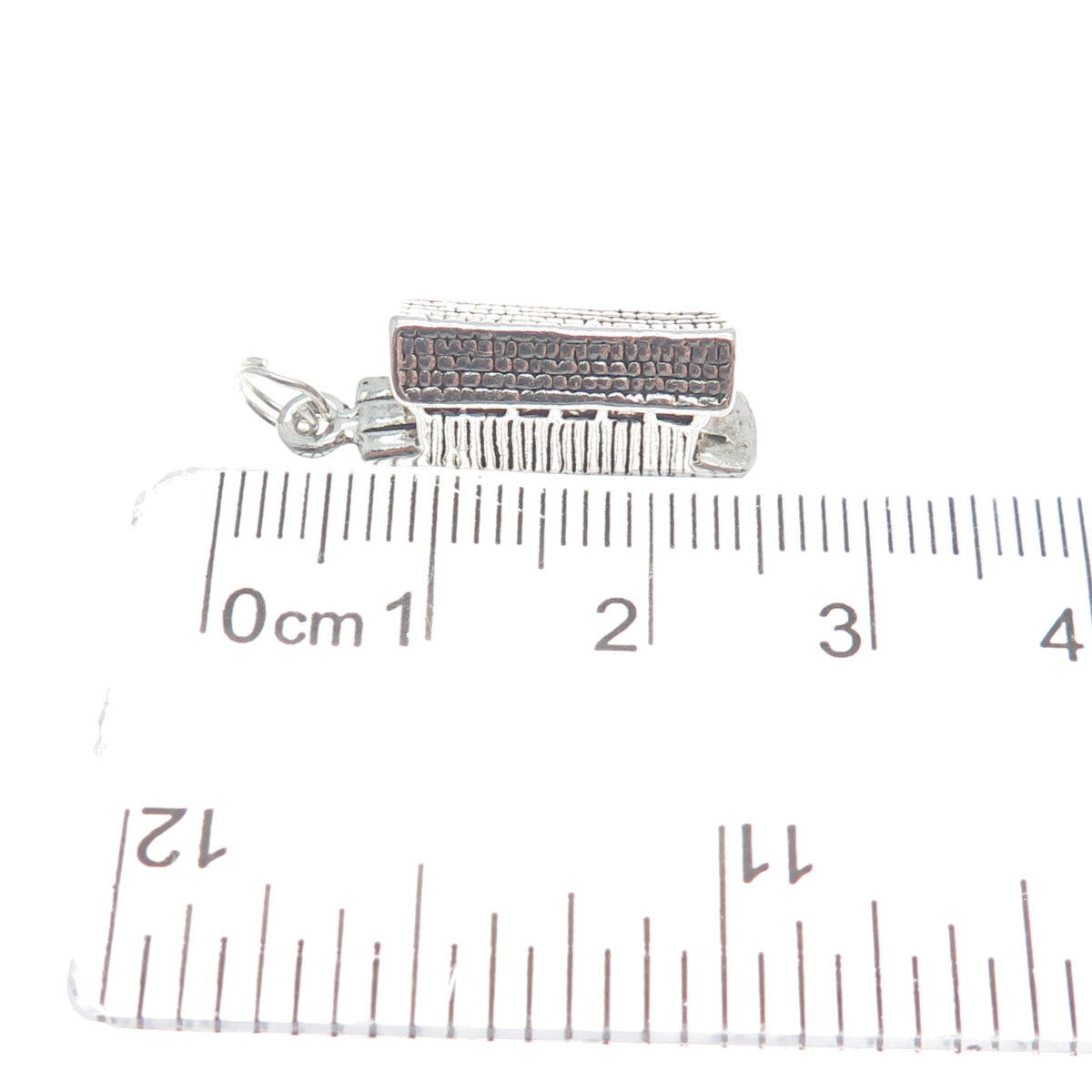 925 Sterling Silver Vintage Covered Bridge Minimalist 3D Charm Pendant