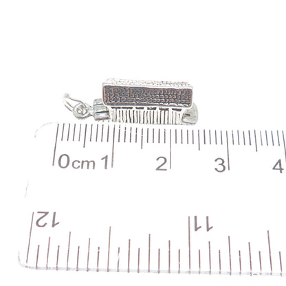 925 Sterling Silver Vintage Covered Bridge Minimalist 3D Charm Pendant